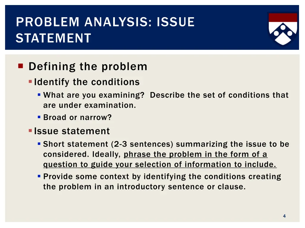 problem analysis issue statement