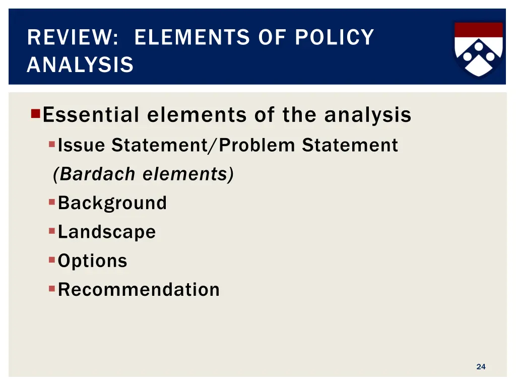 review elements of policy analysis