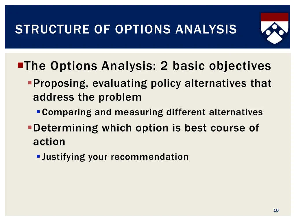 structure of options analysis