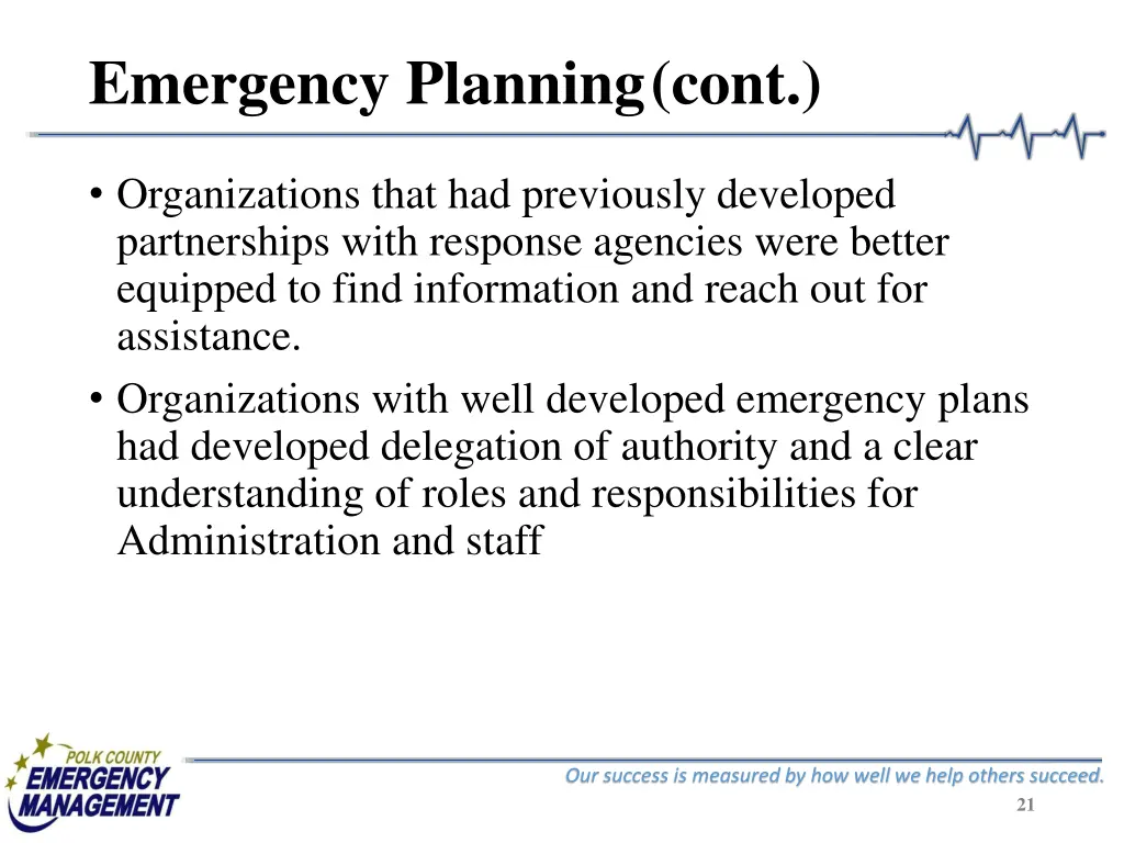 emergency planning cont