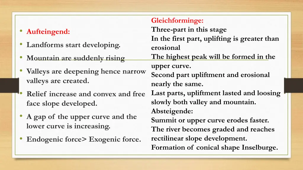 gleichforminge three part in this stage