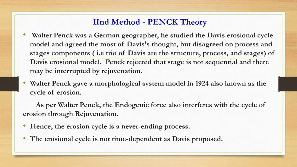 iind method penck theory