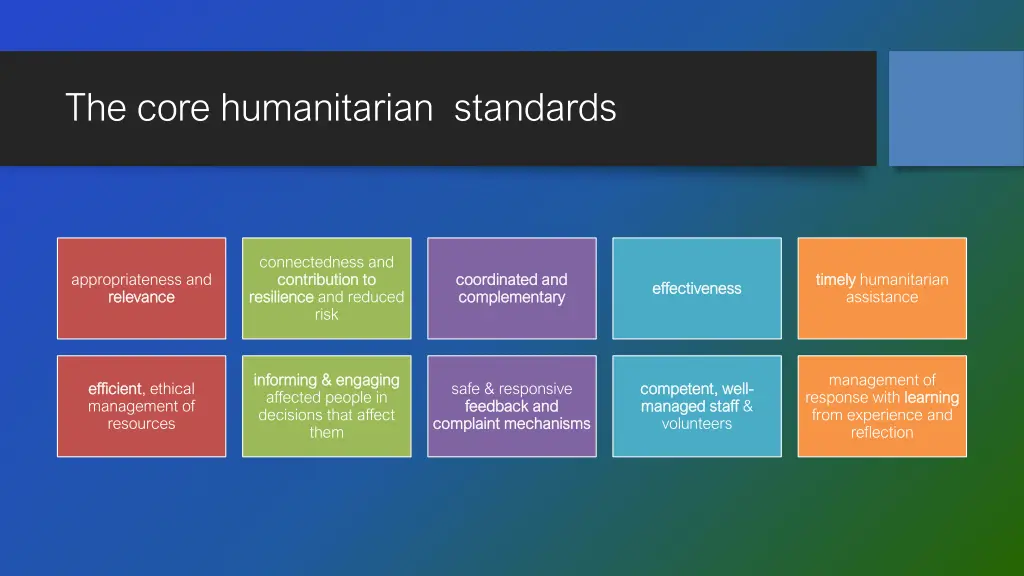 the core humanitarian standards