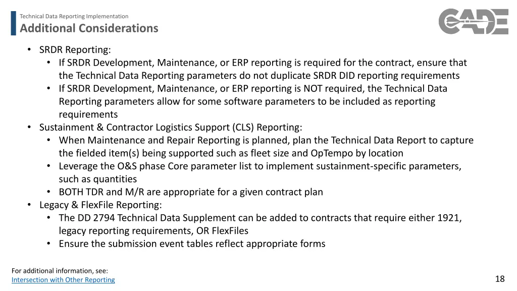 technical data reporting implementation 14