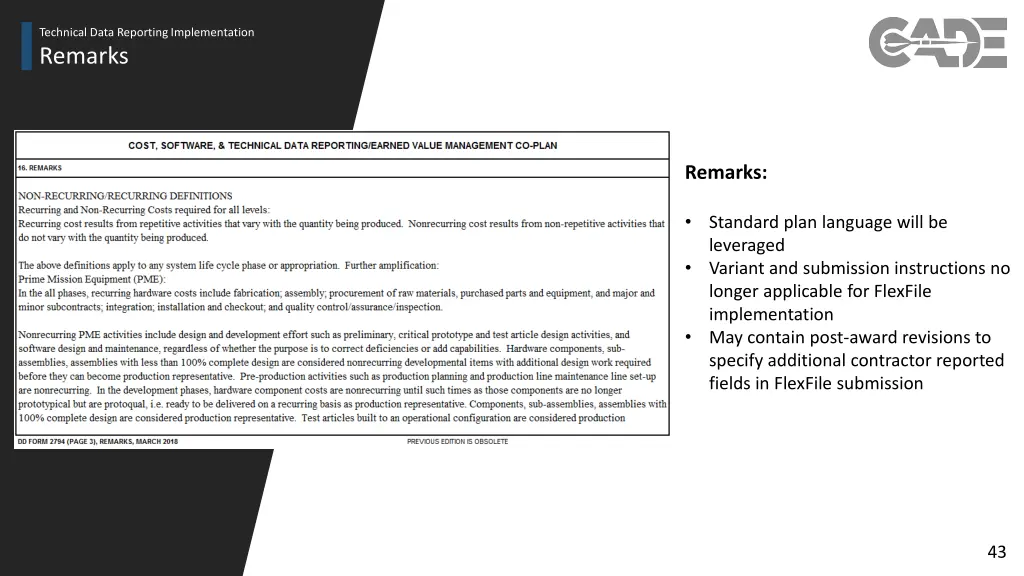 technical data reporting implementation 35