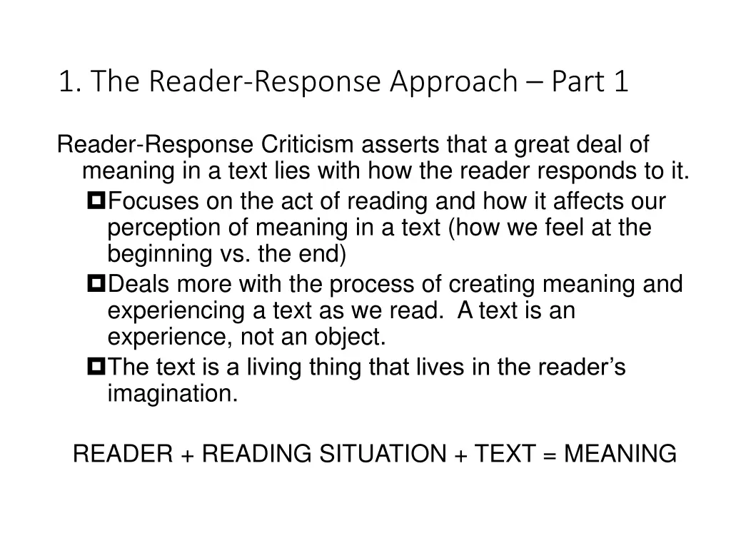 1 the reader response approach part 1