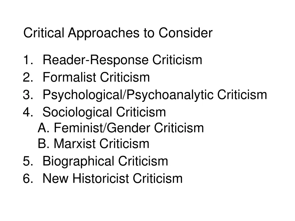 critical approaches to consider