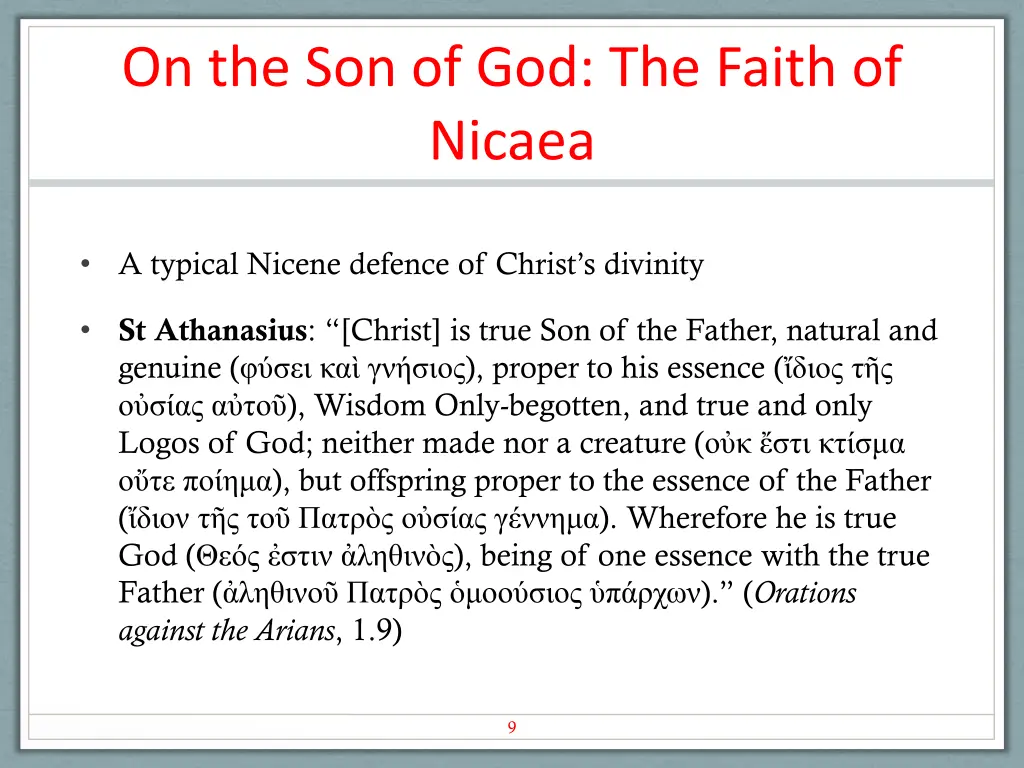 on the son of god the faith of nicaea 1