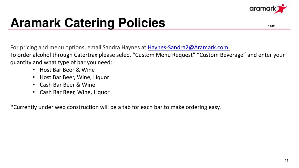 aramark catering policies 10