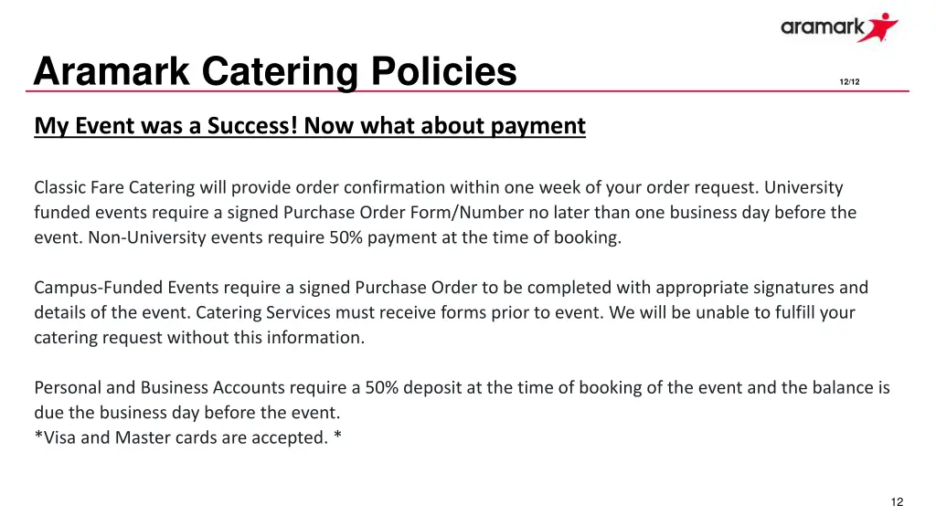 aramark catering policies 11