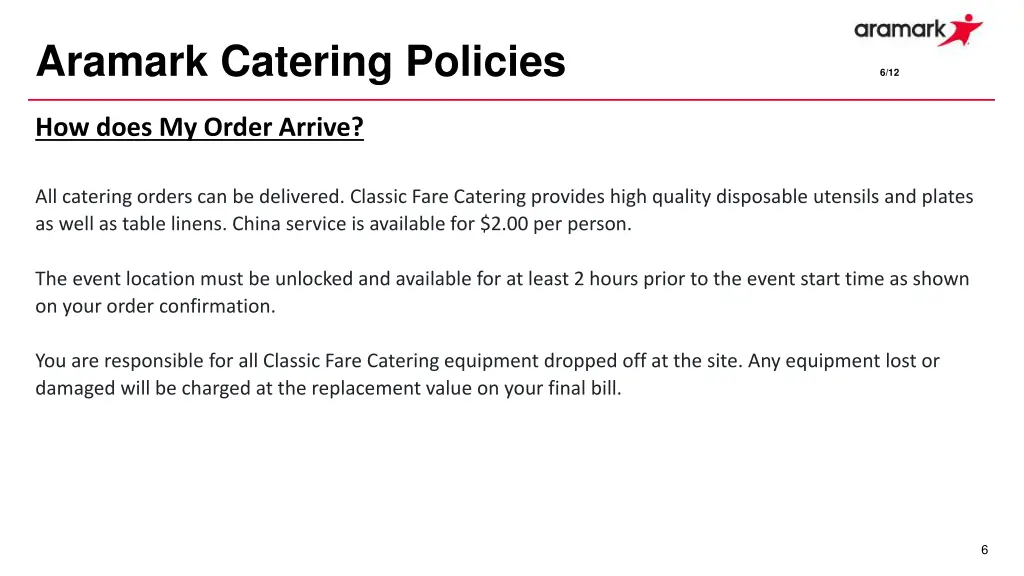 aramark catering policies 5