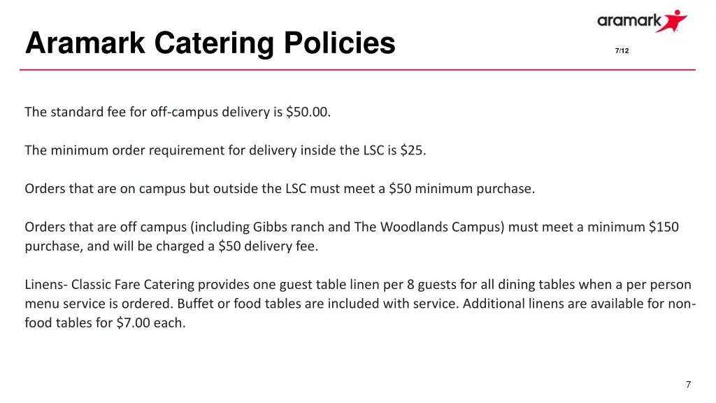 aramark catering policies 6