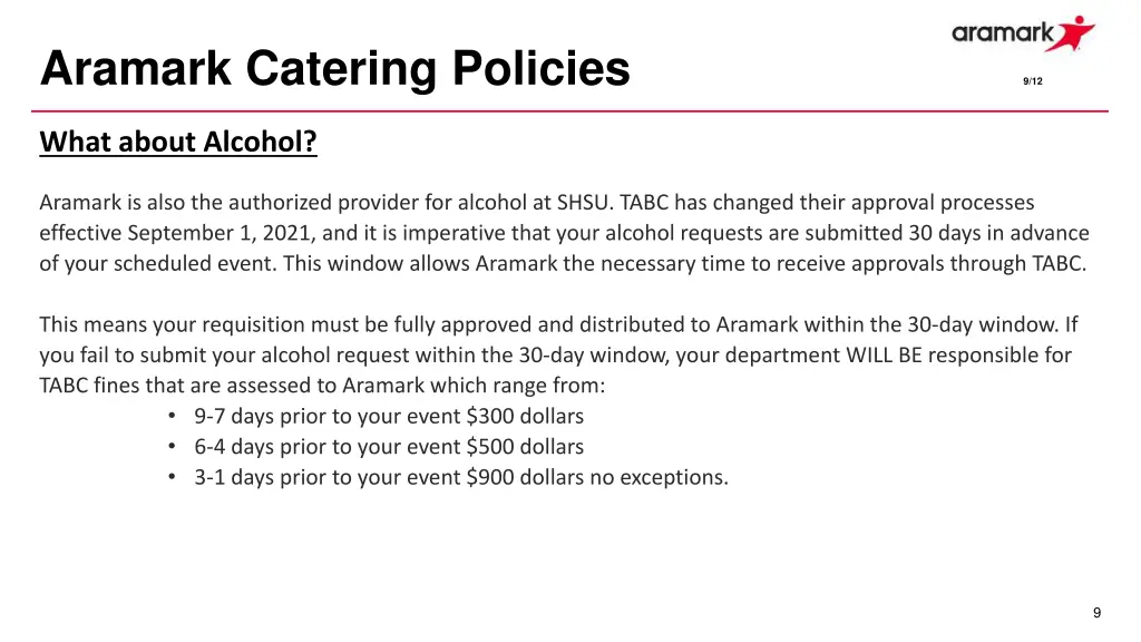 aramark catering policies 8