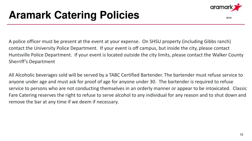 aramark catering policies 9