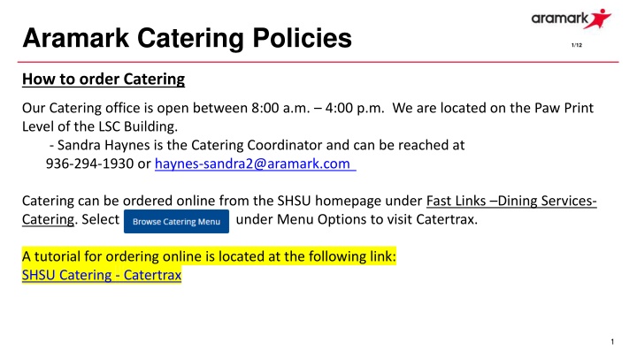 aramark catering policies