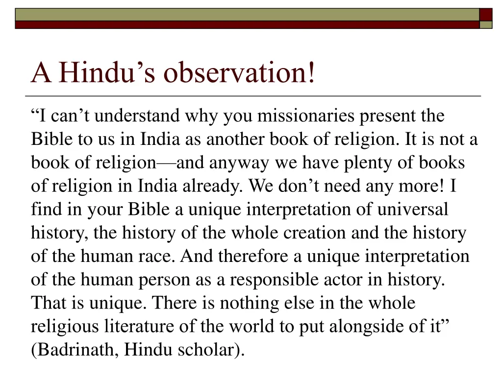 a hindu s observation