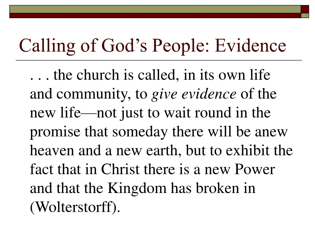 calling of god s people evidence