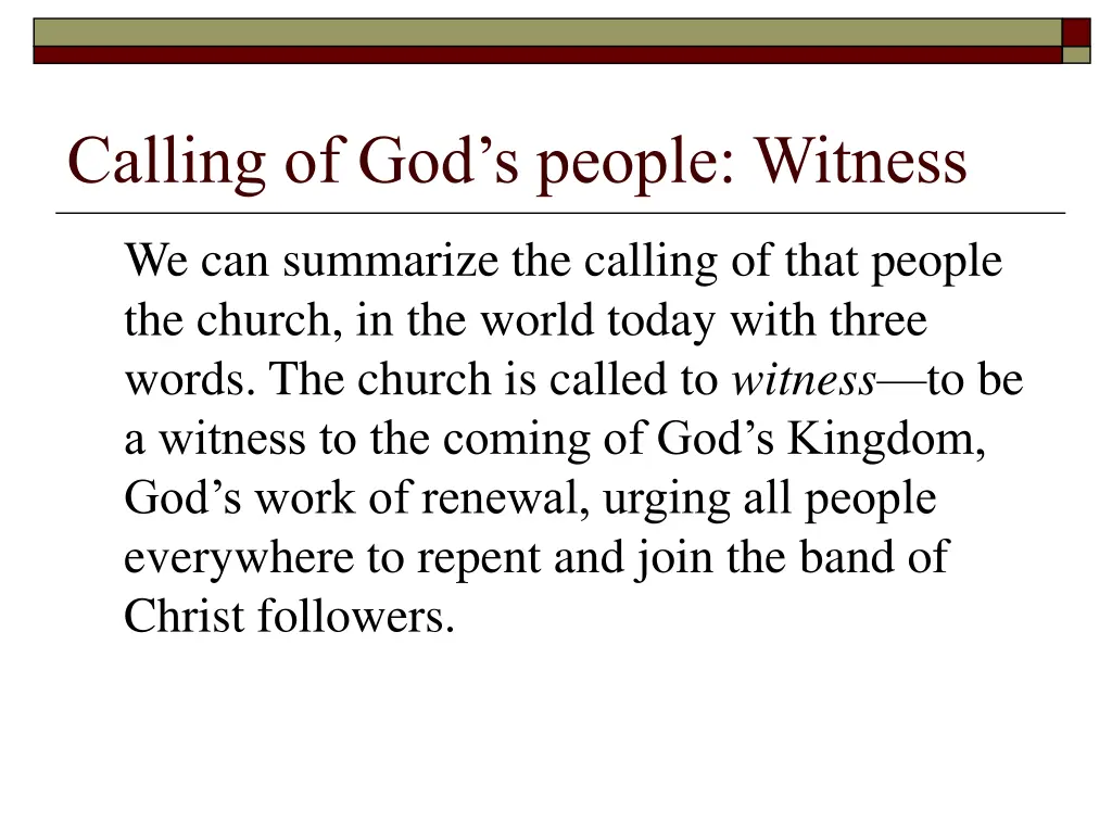 calling of god s people witness