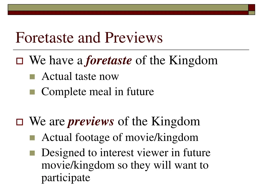 foretaste and previews