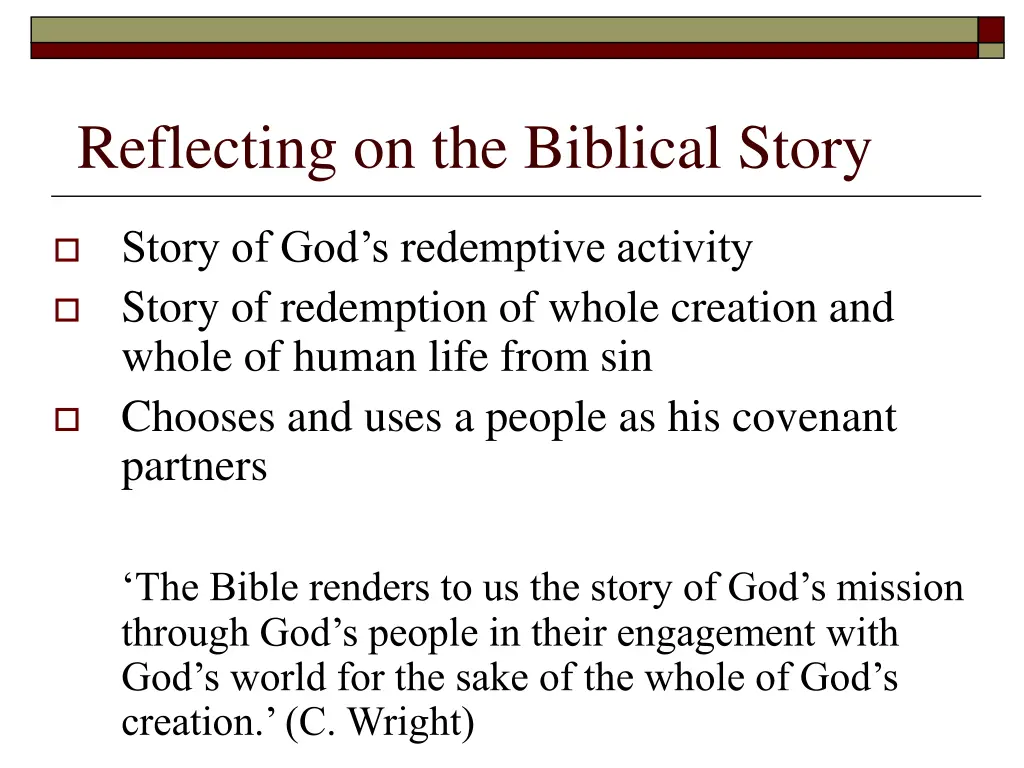 reflecting on the biblical story