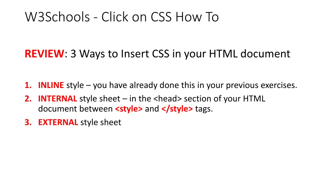 w3schools click on css how to