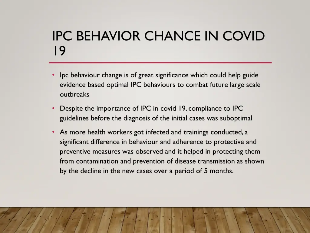 ipc behavior chance in covid 19