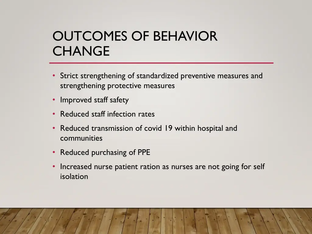 outcomes of behavior change