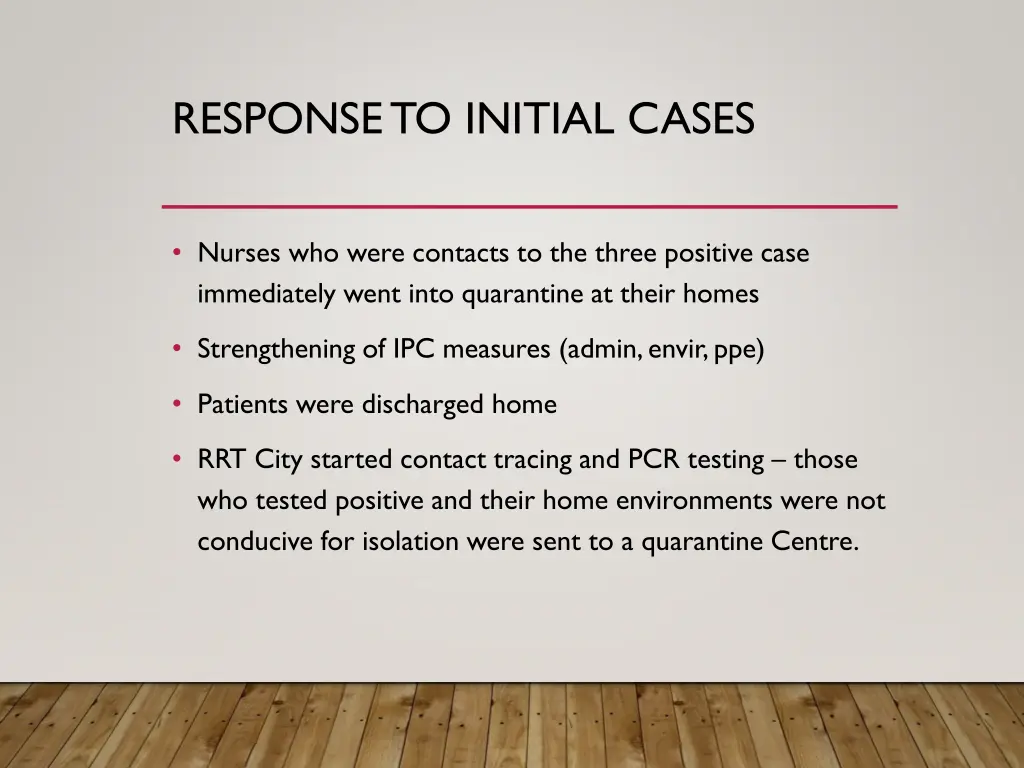 response to initial cases