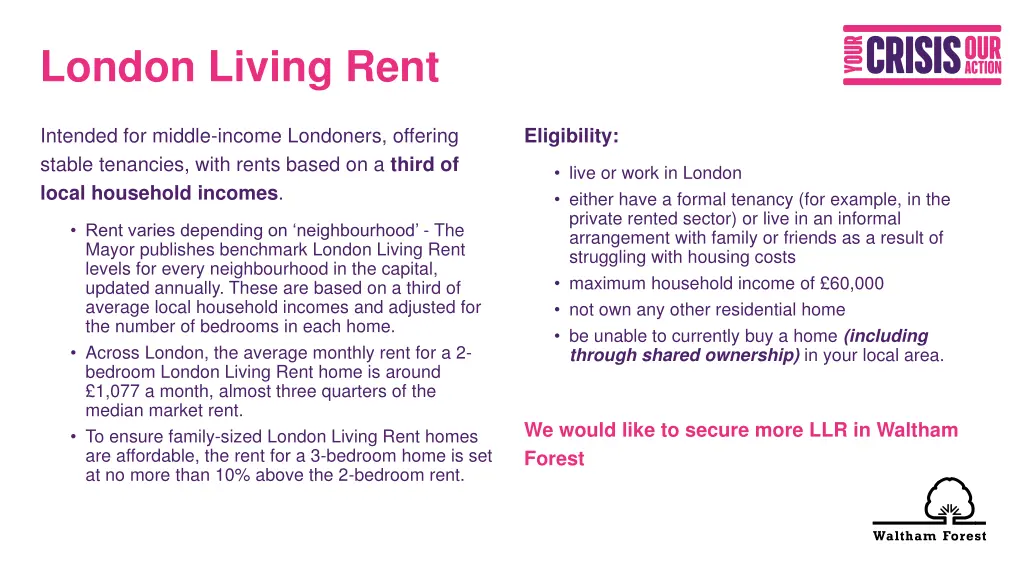 london living rent