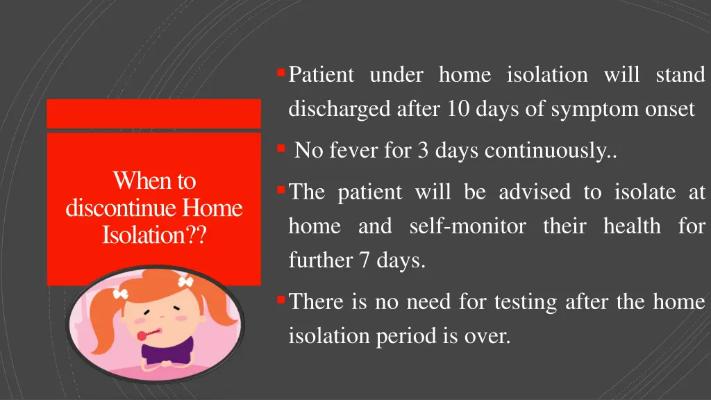 patient under home isolation will stand