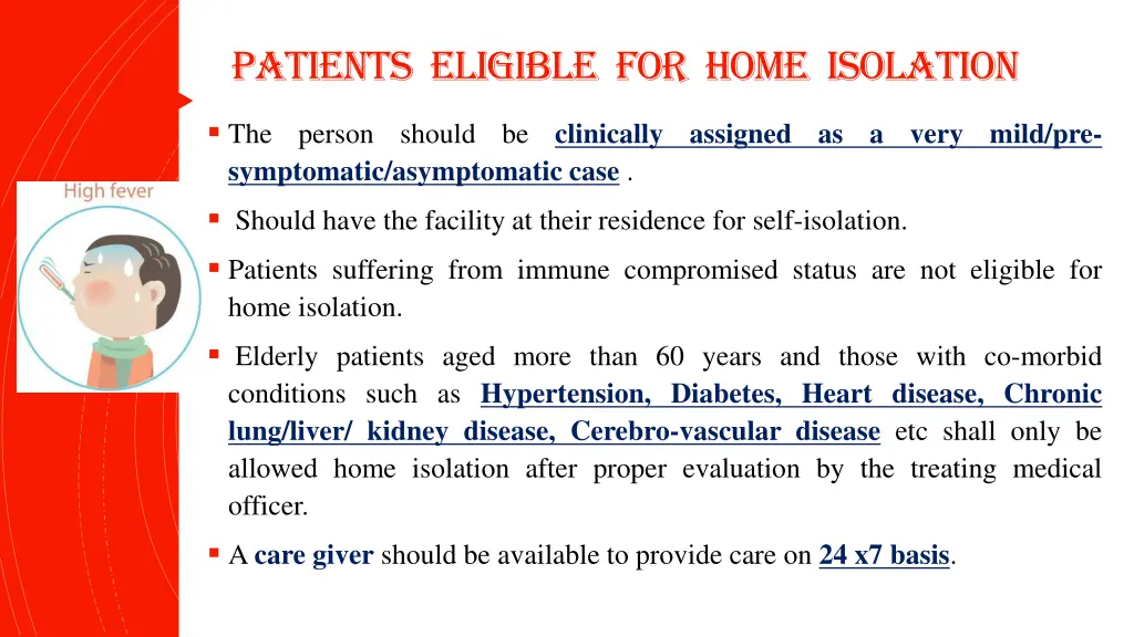 patients eligible for home isolation