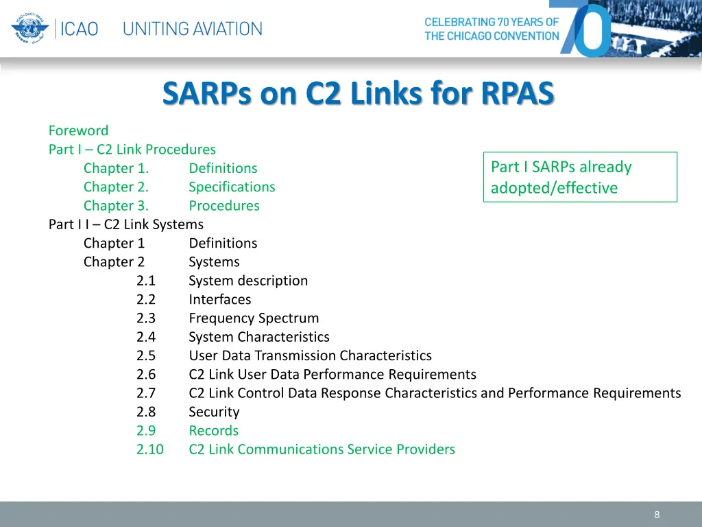 sarps on c2 links for rpas