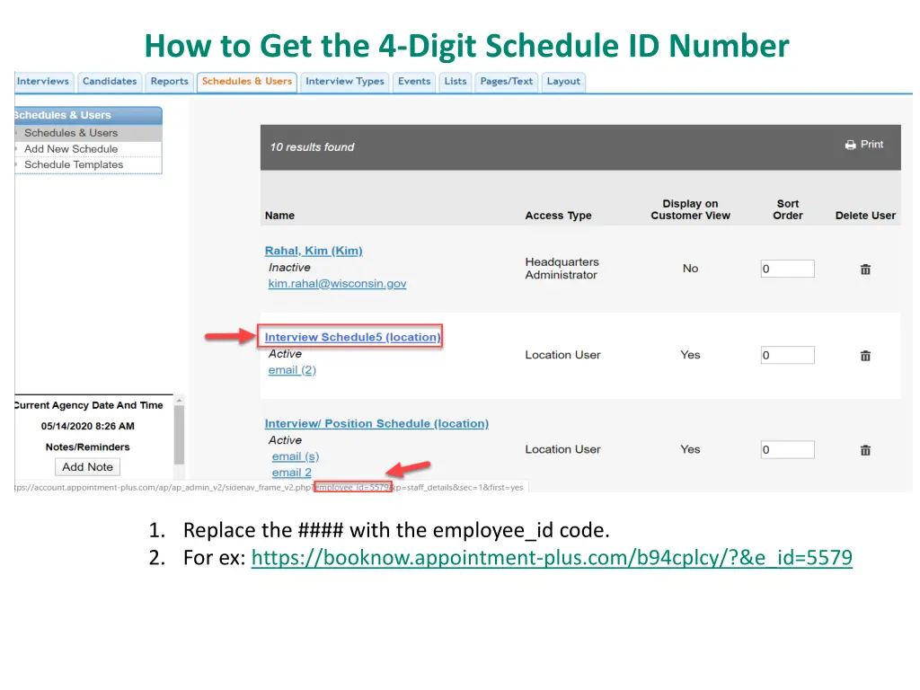 how to get the 4 digit schedule id number 1