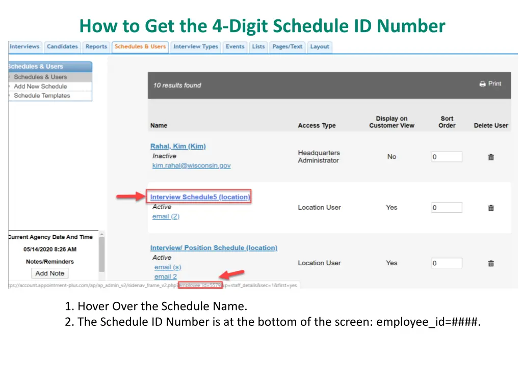 how to get the 4 digit schedule id number