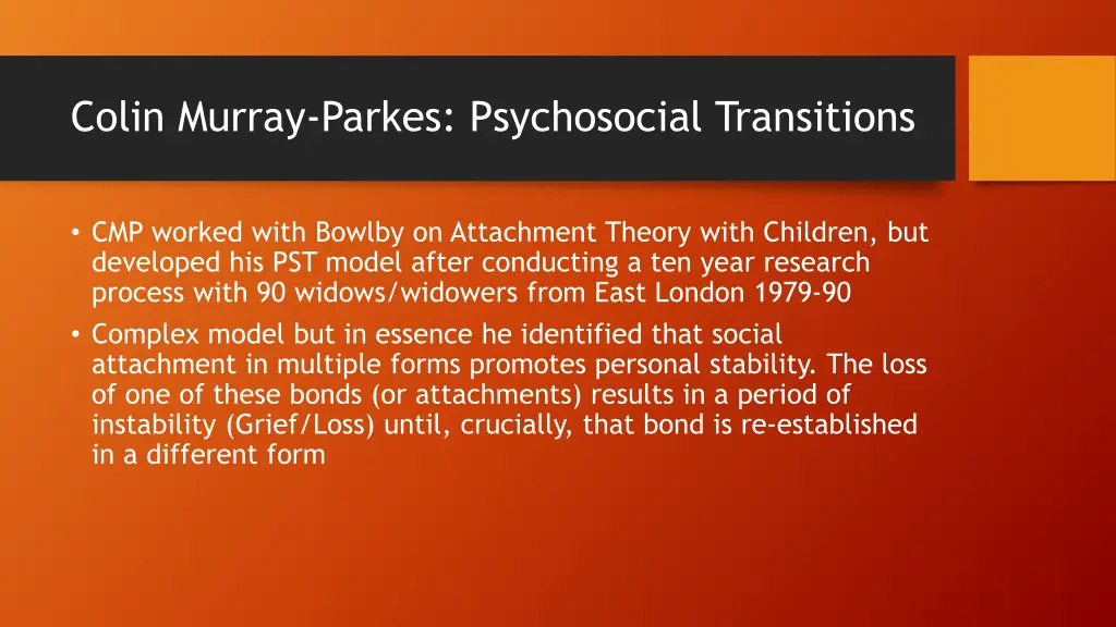 colin murray parkes psychosocial transitions