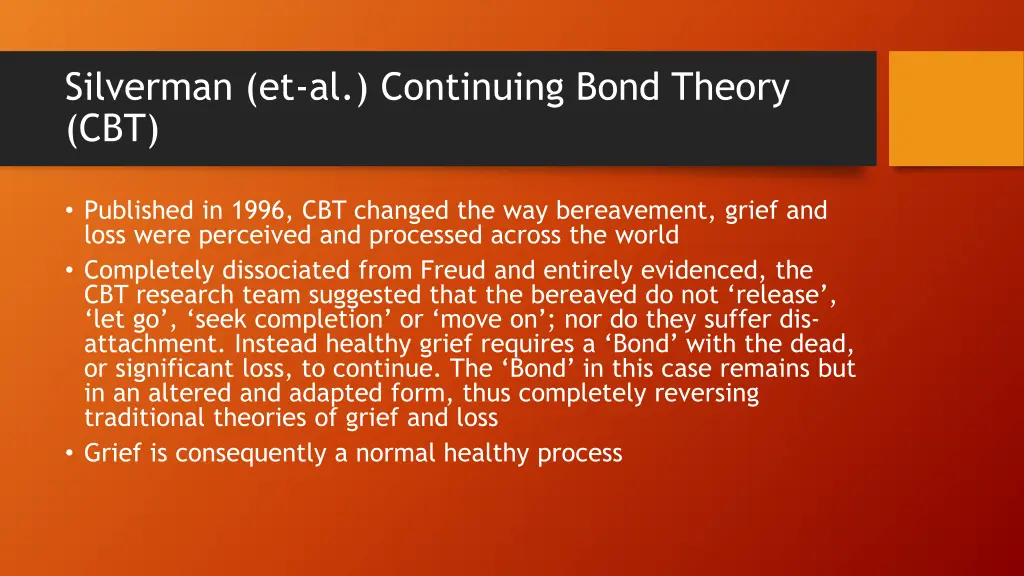 silverman et al continuing bond theory cbt