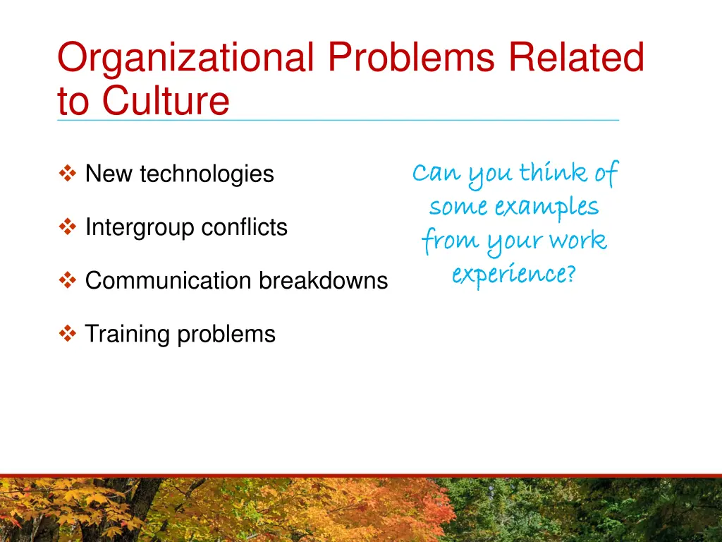 organizational problems related to culture