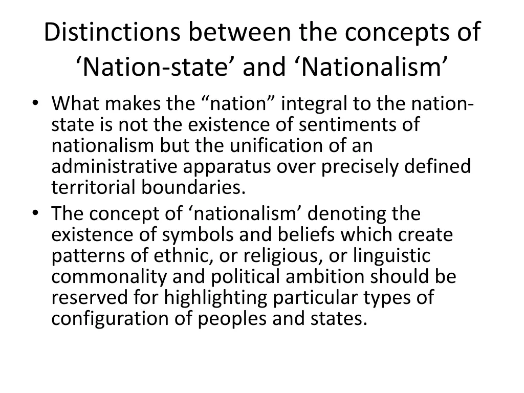 distinctions between the concepts of nation state