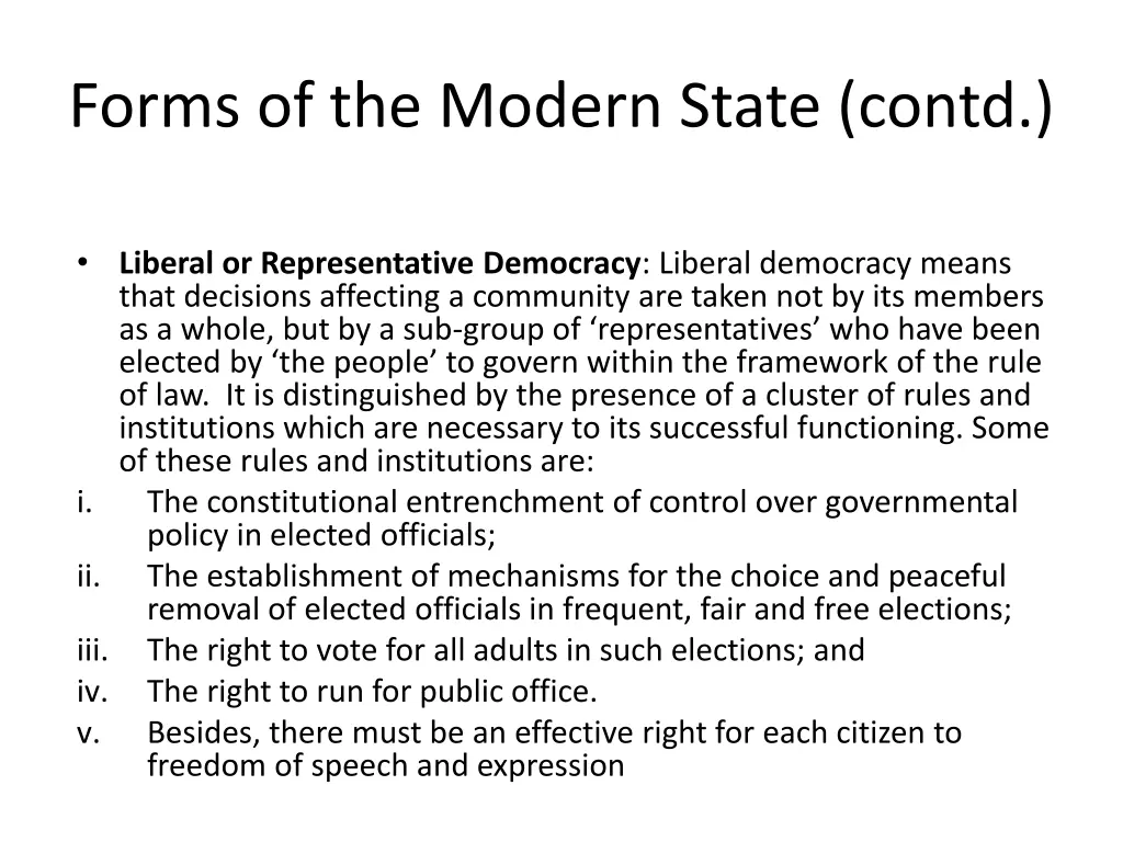 forms of the modern state contd