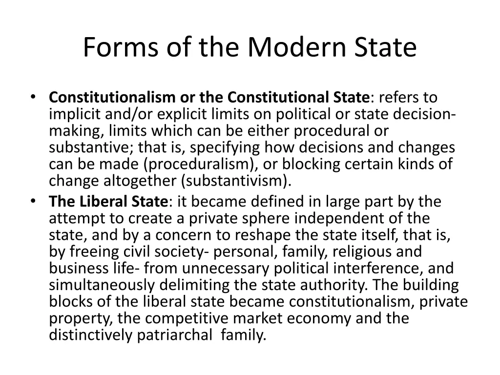 forms of the modern state