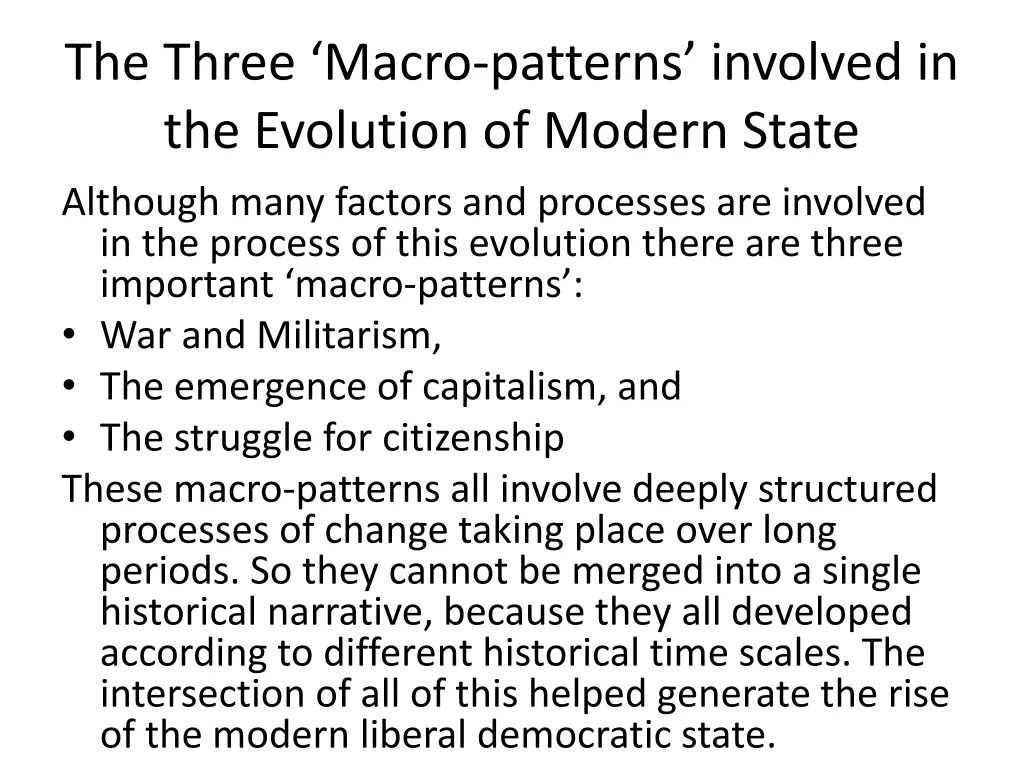 the three macro patterns involved