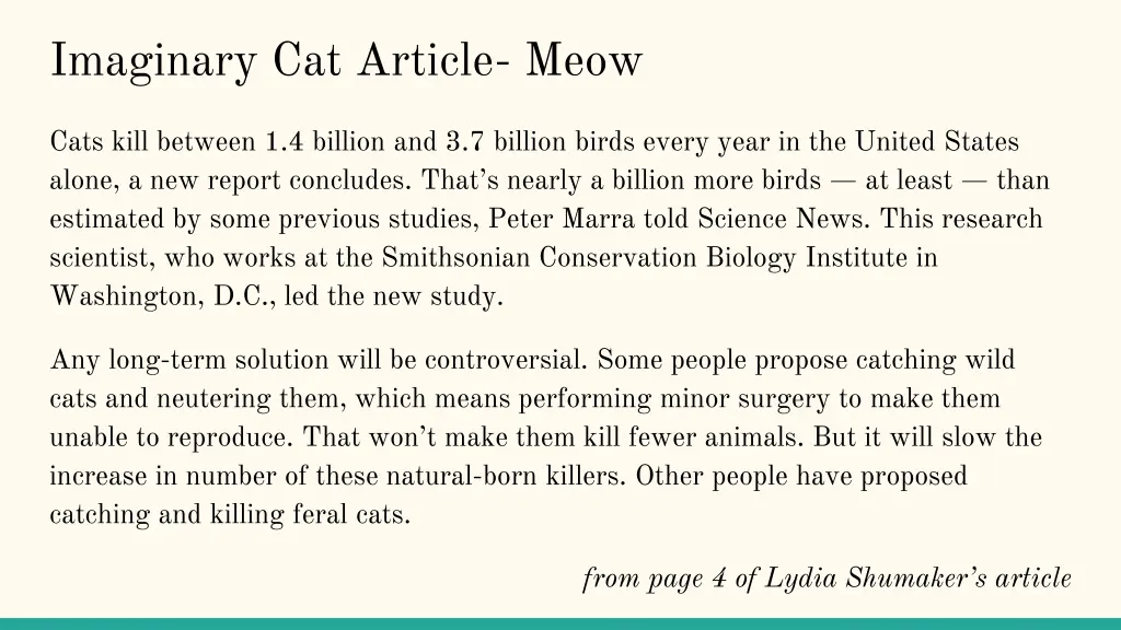 imaginary cat article meow