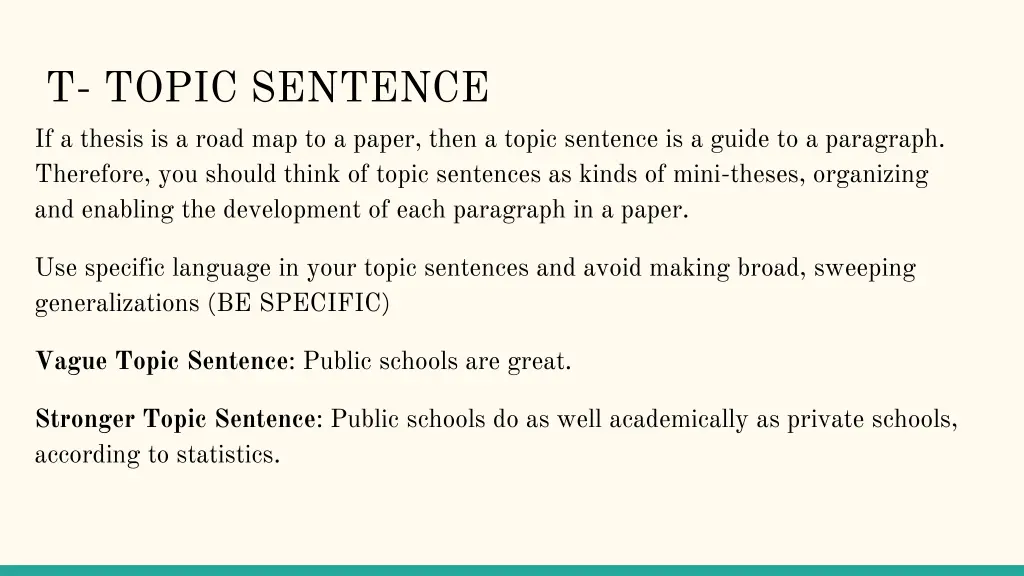 t topic sentence