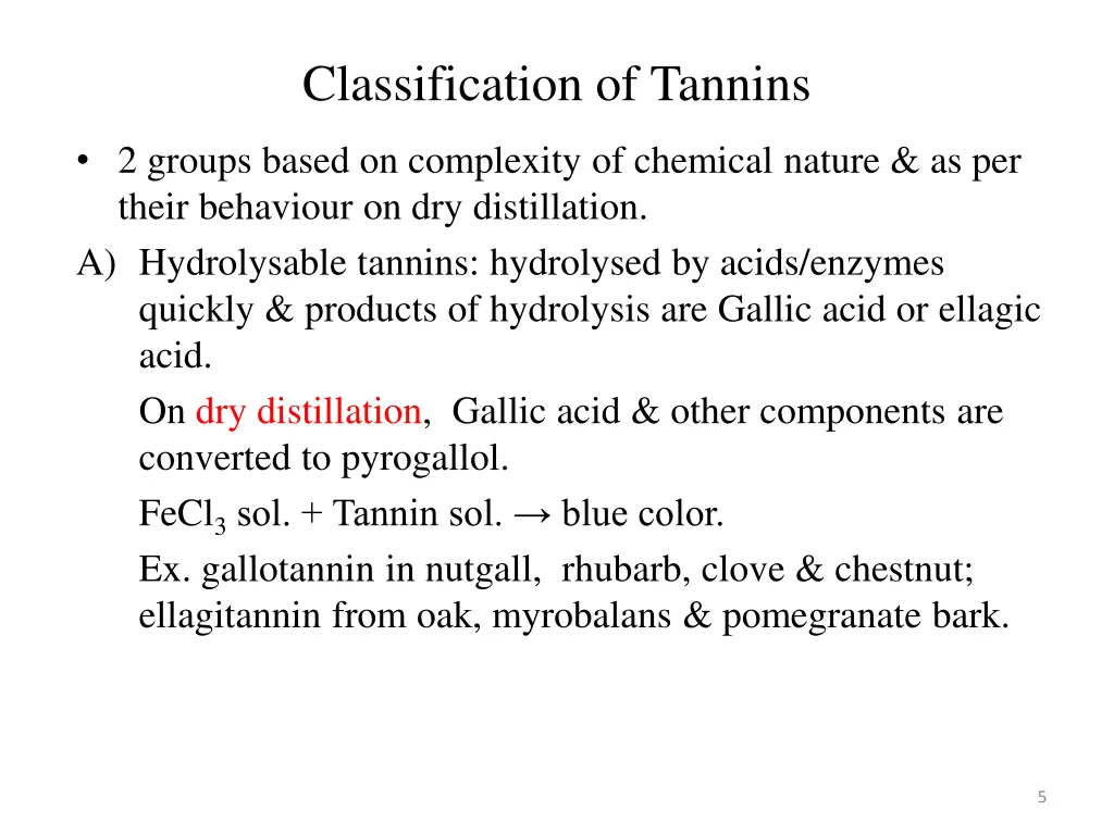 classification of tannins