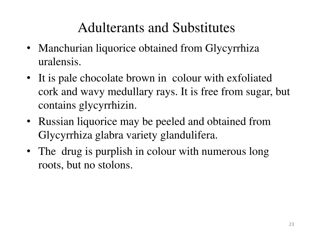 adulterants and substitutes