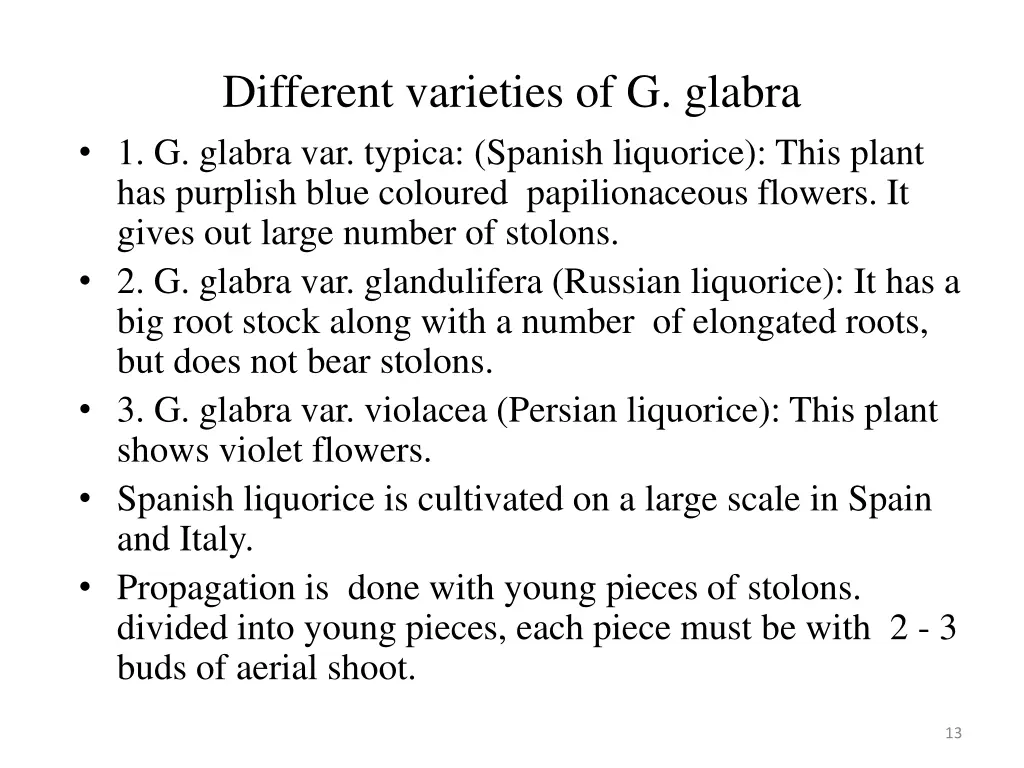 different varieties of g glabra 1 g glabra