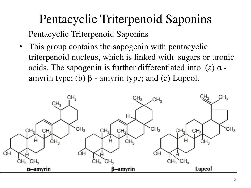 pentacyclic triterpenoid saponins pentacyclic