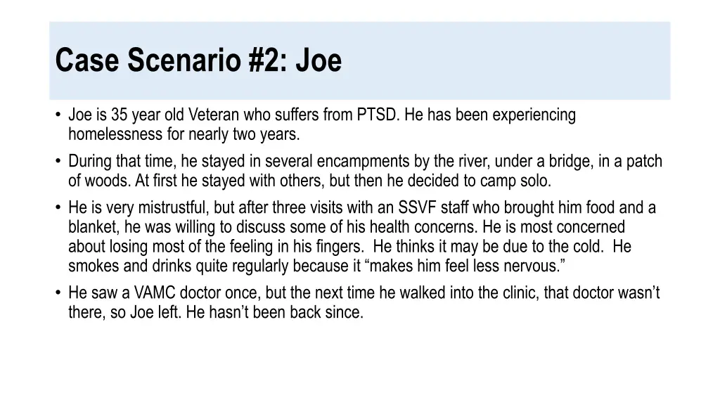 case scenario 2 joe