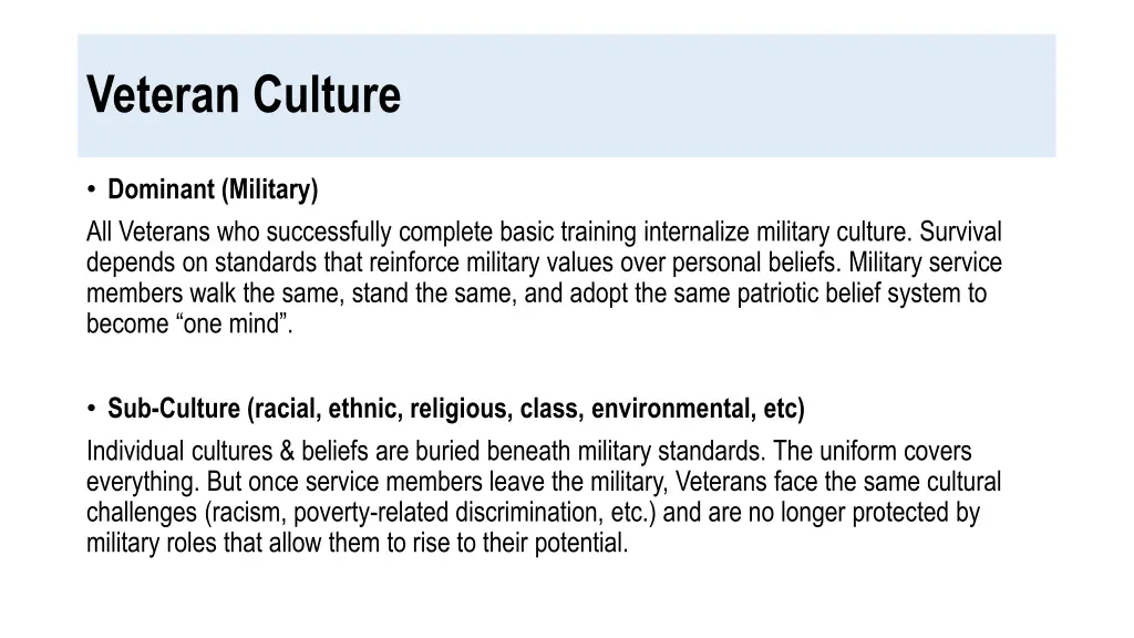 veteran culture