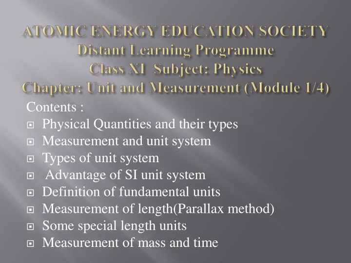 contents physical quantities and their types